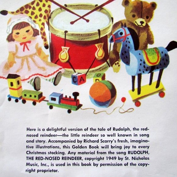 RUDOLPH THE RED-NOSED REINDEER VINTAGE 1958 GOLDEN BOOK, LARGE HARDBACK, EUC - Picture 2 of 7